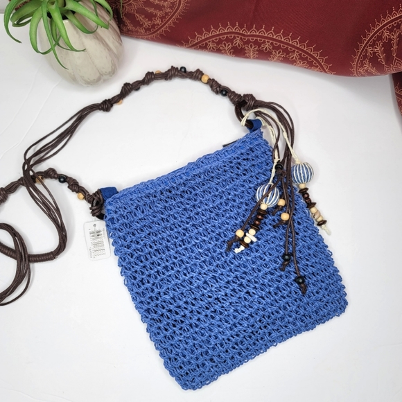 Kendall & James Handbags - Kendall & James Crocheted Blue Straw Bag NWT